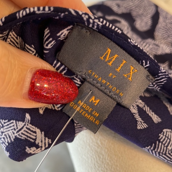 ALL OVER ELEPHANT PRINT Mix by 41 Hawthorn women’s blouse roll tab sleeve Med - Picture 5 of 10